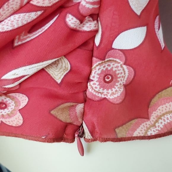 Hale Bob Sheer Red Cowl Top Floral Vintage - Picture 4 of 8